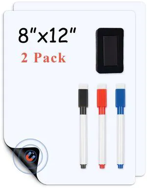 Magnetic Whiteboard for Fridge 2-Pack: Two Zones for Family Plans Help Organize Grocery Lists & Kitchen Notes - 2 Small 12" x 8" Dry Erase Board Sheets for Refrigerator, Strong Magnet Backing Magnetic Whiteboard for Fridge 2-Pack: Two Zones for Family Plans Help Organize Grocery Lists & Kitchen Notes - 2 Small 12" x 8" Dry Erase Board Sheets for Refrigerator, Strong Magnet Backing