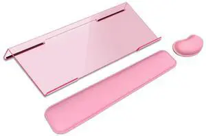 Computer Keyboard Wrist Rest Stand Set for Desktop, Keyboard Holder Easy Typing with Wrist Pad for Office, Home, School - Pink Computer Keyboard Wrist Rest Stand Set for Desktop, Keyboard Holder Easy Typing with Wrist Pad for Office, Home, School - Pink
