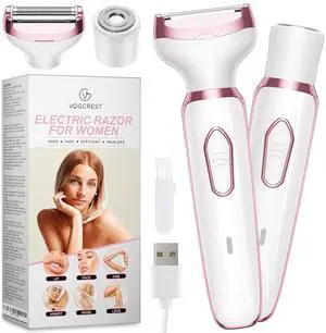 Electric Razor - Shaver - Trimmer for Women: 2 in 1 Painless Body Razors and Facial Hair Remover - Rechargeable Hair Removal Kit for Face Body Leg Bikini Underarm Arm Electric Razor - Shaver - Trimmer for Women: 2 in 1 Painless Body Razors and Facial Hair Remover - Rechargeable Hair Removal Kit for Face Body Leg Bikini Underarm Arm
