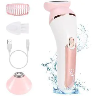 Electric Shaver for Women, 2-in-1 Womens Electric Razor for Face, Legs, Underarm Hair Removal, Rechargeable Bikini Trimmer with LED Display, Cordless, Painless, Wet & Dry Use., Pink Electric Shaver for Women, 2-in-1 Womens Electric Razor for Face, Legs, Underarm Hair Removal, Rechargeable Bikini Trimmer with LED Display, Cordless, Painless, Wet & Dry Use., Pink