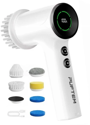 Shower Scrubber, Electric Spin Scrubber for Bathroom Cleaning Cordless Shower Cleaner Brush with 6 Brush Heads, Dual-Direction Rotation, for Grout, Tile, Tub, Sink & Corners, White Shower Scrubber, Electric Spin Scrubber for Bathroom Cleaning Cordless Shower Cleaner Brush with 6 Brush Heads, Dual-Direction Rotation, for Grout, Tile, Tub, Sink & Corners, White