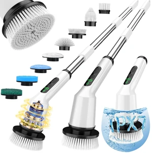 Electric Spin Scrubber for Bathroom, Shower Scrubber with Long Handle | Shower Cleaner Brushes, IPX7 Waterproof & 2 Speed, 8 Brush Heads, 90min Runtime, Bathroom Cleaning Supplies for Toilet Tub Electric Spin Scrubber for Bathroom, Shower Scrubber with Long Handle | Shower Cleaner Brushes, IPX7 Waterproof & 2 Speed, 8 Brush Heads, 90min Runtime, Bathroom Cleaning Supplies for Toilet Tub