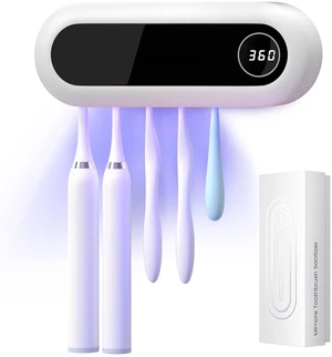 Toothbrush Holder Wall Mounted, 5 Slots, 6-Minute Timer | Toothbrush Cleaner, Strong Adhesive & Screw Mount, Fits Manual & Electric Brushes, Removable Slots, Countdown Display Toothbrush Holder Wall Mounted, 5 Slots, 6-Minute Timer | Toothbrush Cleaner, Strong Adhesive & Screw Mount, Fits Manual & Electric Brushes, Removable Slots, Countdown Display