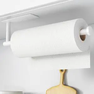 Paper Towel Holder - Self-Adhesive or Drilling, White, Wall Mounted, SUS304 Stainless Steel Kitchen Roll Dispenser Under Cabinet Paper Towel Holder - Self-Adhesive or Drilling, White, Wall Mounted, SUS304 Stainless Steel Kitchen Roll Dispenser Under Cabinet