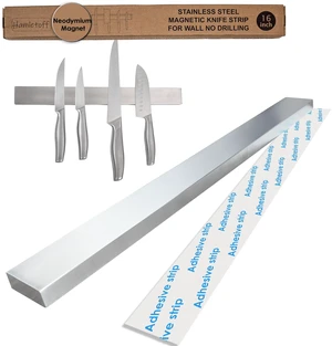 Premium Magnetic Knife Strip for Wall no Drilling 16 Inch Stainless Steel Magnetic Knife Holder with Neodymium Magnet Strong Adhesive Tape - Lightweight Kitchen Magnet Knife Bar Premium Magnetic Knife Strip for Wall no Drilling 16 Inch Stainless Steel Magnetic Knife Holder with Neodymium Magnet Strong Adhesive Tape - Lightweight Kitchen Magnet Knife Bar