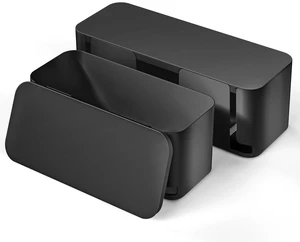 2 Pack Cable Management Box, Pet Friendly Cable Box Organizer for Home & Office, Child-Proof Floor Cord Cover, Cord Management and Cord Hider, Black 2 Pack Cable Management Box, Pet Friendly Cable Box Organizer for Home & Office, Child-Proof Floor Cord Cover, Cord Management and Cord Hider, Black