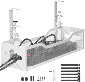 Under Desk Cable Management Tray White, Cable Management Under Desk No Drill, Cable Organizer with Clamp for Wire Management, Cord Organizer for Office, Home No Damage to Desk Under Desk Cable Management Tray White, Cable Management Under Desk No Drill, Cable Organizer with Clamp for Wire Management, Cord Organizer for Office, Home No Damage to Desk