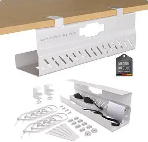 Under Desk Cable Management Tray no Drill Wire Management - Cord Organizer Huge Load Capacity Under Desk Cable Tray no Drill (White, 1 Piece Set) Under Desk Cable Management Tray no Drill Wire Management - Cord Organizer Huge Load Capacity Under Desk Cable Tray no Drill (White, 1 Piece Set)