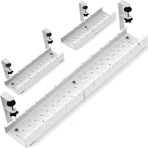 No Drilling Extendable Under Desk Cable Management, Metal Cable Management Tray Under Desk with Clamp, Retractable Power Strip Cord Holder for Wire Management 31Inch (1 Pack White) No Drilling Extendable Under Desk Cable Management, Metal Cable Management Tray Under Desk with Clamp, Retractable Power Strip Cord Holder for Wire Management 31Inch (1 Pack White)