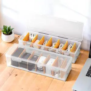 2 Pack Clear Cable Organizer Box with Lid, Plastic Charger Cable Cord Storage Organizer, Office Desk Organizers, Multifunctional Accessories Storage for Home Drawer Office, Stackable 2 Pack Clear Cable Organizer Box with Lid, Plastic Charger Cable Cord Storage Organizer, Office Desk Organizers, Multifunctional Accessories Storage for Home Drawer Office, Stackable