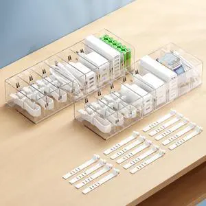 2 Pack Cable Storage Organizer Box with 8 Compartments, Small 2 Pack Cable Storage Organizer Box with 8 Compartments, Small
