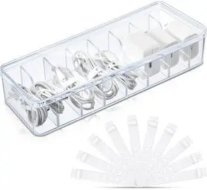 1 Pcs Cable Organizer Box with Wire Ties, Plastic Cord Storage Box with Lid, Electronics Organizer for Home Office Desk Organizers and Accessories (Clear) 1 Pcs Cable Organizer Box with Wire Ties, Plastic Cord Storage Box with Lid, Electronics Organizer for Home Office Desk Organizers and Accessories (Clear)