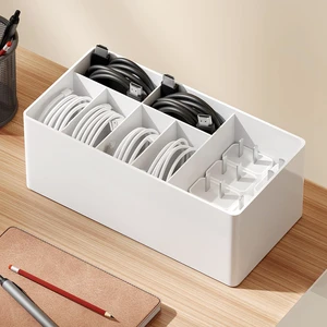 Charger Cable Cord Storage Organizer Easy storage without ties charger cable organizer Cable Management Boxes - 1 Pack white Charger Cable Cord Storage Organizer Easy storage without ties charger cable organizer Cable Management Boxes - 1 Pack white
