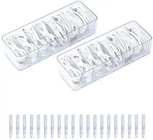 Cable Cord Storage Box with Adjustable Dividers, 2 Pack, Clear Cable Cord Storage Box with Adjustable Dividers, 2 Pack, Clear