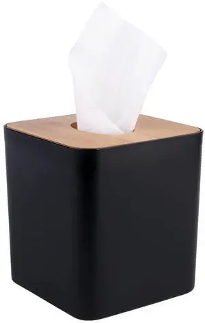 Tissue Box Cover,Tissue Holders,Tissue Box Holder for Bathrooms,Bamboo Cover Plate,Home and Office,5 * 5 * 5.4in (Black) Tissue Box Cover,Tissue Holders,Tissue Box Holder for Bathrooms,Bamboo Cover Plate,Home and Office,5 * 5 * 5.4in (Black)
