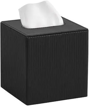 Tissue Box Cover PU Leather Square Tissue Box Holder with Bottom, Decorative Facial Cube Organizer for Bedroom Bathroom Dresser Vanity Countertop Night Stands Home Office Desk (Black) Tissue Box Cover PU Leather Square Tissue Box Holder with Bottom, Decorative Facial Cube Organizer for Bedroom Bathroom Dresser Vanity Countertop Night Stands Home Office Desk (Black)