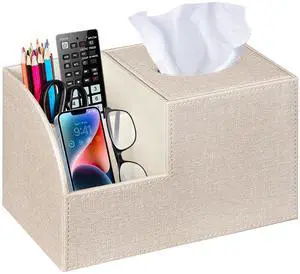 PU Leather Square Tissue Box Cover - Multi-Functional Tissue Box Holder, Tissue Box Cover with Storage,Tissue and Remote Control Holder, Cube Tissue Box Organizer Bedroom Nightstand End Table PU Leather Square Tissue Box Cover - Multi-Functional Tissue Box Holder, Tissue Box Cover with Storage,Tissue and Remote Control Holder, Cube Tissue Box Organizer Bedroom Nightstand End Table