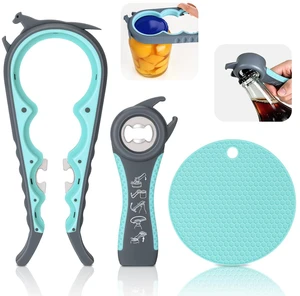 Jar Opener for Weak Hands, Seniors, Arthritis (Blue&Grey) | 3-Pieces Jar and Bottle Opener Set, 6-in-1 Multifunctional Jar Lid Opener Bottle Opener, Non-Slip Jar Opener Gripper Pad Jar Opener for Weak Hands, Seniors, Arthritis (Blue&Grey) | 3-Pieces Jar and Bottle Opener Set, 6-in-1 Multifunctional Jar Lid Opener Bottle Opener, Non-Slip Jar Opener Gripper Pad