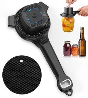 Electric Jar Opener for Seniors with Power-Clamp Technology, 2-in-1 Patent Automatic Jar & Bottle Opener Rechargeable 800mAh Hands-Free Opener with Bonus Anti-Slip Gripper Pad for Beer, Dressing, Jar Electric Jar Opener for Seniors with Power-Clamp Technology, 2-in-1 Patent Automatic Jar & Bottle Opener Rechargeable 800mAh Hands-Free Opener with Bonus Anti-Slip Gripper Pad for Beer, Dressing, Jar