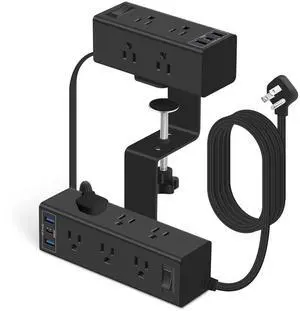 Dual Layer Desk Clamp Power Strip, 15 Outlets & 6 USB Ports Dual Layer Desk Clamp Power Strip, 15 Outlets & 6 USB Ports