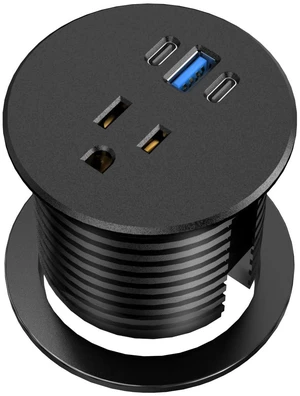 Desk Grommet Power Outlet, 2.5 inch Desktop Recessed Outlet with 20W Fast Charging USB-C Port, Flush Mount Outlet for Conference Rooms, Office Tables, Furniture (Black, 10FT) Desk Grommet Power Outlet, 2.5 inch Desktop Recessed Outlet with 20W Fast Charging USB-C Port, Flush Mount Outlet for Conference Rooms, Office Tables, Furniture (Black, 10FT)
