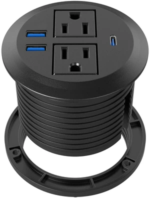 Recessed Power Grommet with AC Outlets, 20W USB-C,Flush-Mount,Black 3inch Hole Flush-Mount for Desktop,Workspace Essential Desk Outlet,ETL Listed Recessed Power Grommet with AC Outlets, 20W USB-C,Flush-Mount,Black 3inch Hole Flush-Mount for Desktop,Workspace Essential Desk Outlet,ETL Listed