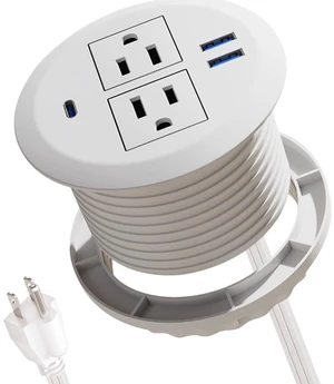 Desktop Power Grommet 3 Inch,20W Fast Charging USB C.Recessed Outlet Desktop Power Center for Workspace,Sofa,Shelf,Fits 3-1/8" Round Desk Grommet Holes,6.56FT Power Cord,White Desktop Power Grommet 3 Inch,20W Fast Charging USB C.Recessed Outlet Desktop Power Center for Workspace,Sofa,Shelf,Fits 3-1/8" Round Desk Grommet Holes,6.56FT Power Cord,White