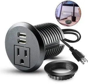 Desktop Power Grommet,2inch Hole Table Power Grommet Outlet with 2 USB Charging Ports,6.5ft Extension Cord Desk Power Strip with 1 Outlets for Computer,Table, Kitchen, Office,Home,Hotel and More Desktop Power Grommet,2inch Hole Table Power Grommet Outlet with 2 USB Charging Ports,6.5ft Extension Cord Desk Power Strip with 1 Outlets for Computer,Table, Kitchen, Office,Home,Hotel and More