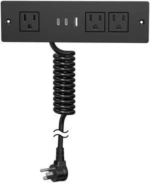 Drawer Outlet kit, Furniture Recessed Power Strip ETL Listed. Black | Flush Mount Charging Station with (3) PD 20W USB Ports & (3) 15A Plug for Cabinet in Desk Electrical Outlet Drawer Outlet kit, Furniture Recessed Power Strip ETL Listed. Black | Flush Mount Charging Station with (3) PD 20W USB Ports & (3) 15A Plug for Cabinet in Desk Electrical Outlet