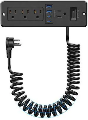 Drawer Outlet Kit 65W USB C, Furniture Recessed Power Strip | Flush Mount Charging Station with 4 Outlets & 4 USB Ports for Home Office Cabinet 6FT Spring Cord Black Drawer Outlet Kit 65W USB C, Furniture Recessed Power Strip | Flush Mount Charging Station with 4 Outlets & 4 USB Ports for Home Office Cabinet 6FT Spring Cord Black