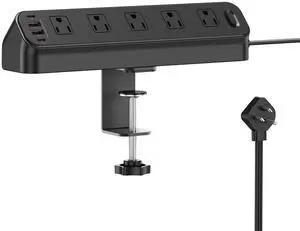 Desk Clamp Power Strip, Edge Mount, 10 AC Outlets 4 USB Ports Desk Clamp Power Strip, Edge Mount, 10 AC Outlets 4 USB Ports