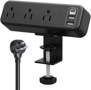Desk Clamp Power Strip with USB C, 3 Outlet Desktop Mount Power Station Removable Clamp Socket with 6.5 ft Extension Cord, Fit 1.7 inch Tabletop Edge Desk Clamp Power Strip with USB C, 3 Outlet Desktop Mount Power Station Removable Clamp Socket with 6.5 ft Extension Cord, Fit 1.7 inch Tabletop Edge