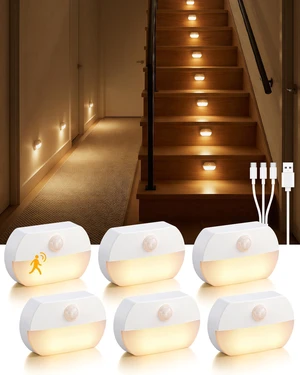 6 Pack Rechargeable Motion Sensor Stair Lights Indoor Magnetic Night Light | Peel and Stick On Hallway Light, Wireless Battery Operated LED Wall Lights for Step Bedroom Cabinet Toilet Bathroom Closet 6 Pack Rechargeable Motion Sensor Stair Lights Indoor Magnetic Night Light | Peel and Stick On Hallway Light, Wireless Battery Operated LED Wall Lights for Step Bedroom Cabinet Toilet Bathroom Closet