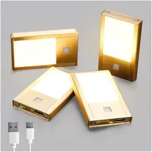 Rechargeable Motion Sensor Night Light, 4-Pack Gold, 3000K Rechargeable Motion Sensor Night Light, 4-Pack Gold, 3000K