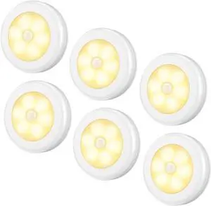 Upgraded 3.15 Motion Sensor Light Indoor, Cordless Battery Powered Stick on LED Night Lights for Closet, Stair, Under Cabinet, Hallway, Kitchen (Warm White - Pack of 6) Upgraded 3.15 Motion Sensor Light Indoor, Cordless Battery Powered Stick on LED Night Lights for Closet, Stair, Under Cabinet, Hallway, Kitchen (Warm White - Pack of 6)
