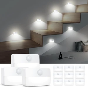 12 Pack Motion Sensor Stair Lights for Indoor, Battery-Operated LED Night Light, 40 Lumen 6500K, Cordless Closet Light, Tap Light, Safe Lights for Stairs, Hallway, Bathroom, Cabinet, Kitchen 12 Pack Motion Sensor Stair Lights for Indoor, Battery-Operated LED Night Light, 40 Lumen 6500K, Cordless Closet Light, Tap Light, Safe Lights for Stairs, Hallway, Bathroom, Cabinet, Kitchen