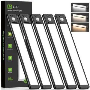 5 Pack 10inch Under Cabinet Lighting, Rechargeable Motion Sensor Light Indoor with 3 Color Temps, Dimmable Magnetic Led Closet Lights, Wireless Under Counter Lights for Kitchen, Stairs,Black 5 Pack 10inch Under Cabinet Lighting, Rechargeable Motion Sensor Light Indoor with 3 Color Temps, Dimmable Magnetic Led Closet Lights, Wireless Under Counter Lights for Kitchen, Stairs,Black