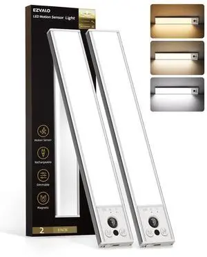 10inch Under Cabinet Lighting, 2 Pack 2400mAh Rechargeable Wireless Motion Sensor Lights Indoor, 3 Color Temps Dimmable Magnetic Closet Lights, Under Counter Lights for Kitchen, Pantry, Stairs 10inch Under Cabinet Lighting, 2 Pack 2400mAh Rechargeable Wireless Motion Sensor Lights Indoor, 3 Color Temps Dimmable Magnetic Closet Lights, Under Counter Lights for Kitchen, Pantry, Stairs