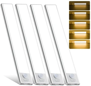 16inch Under Cabinet Lighting, 4 Pack Rechargeable Motion Sensor Light Indoor, Wireless Dimmable Magnetic Closet Lights, 68 LED Under Counter Lights for Kitchen, Wardrobe, Stairs, Warm Light 16inch Under Cabinet Lighting, 4 Pack Rechargeable Motion Sensor Light Indoor, Wireless Dimmable Magnetic Closet Lights, 68 LED Under Counter Lights for Kitchen, Wardrobe, Stairs, Warm Light