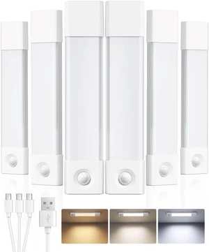 8'' Motion Sensor Closet Lights,Under Cabinet Lighting, 6 Pack Rechargeable, 3 Color Temps, Glare-Free, Dimmible, Wireless, Stick-On, Night Lights for Wardrobe, Pantry, Bedroom, Stairs 8'' Motion Sensor Closet Lights,Under Cabinet Lighting, 6 Pack Rechargeable, 3 Color Temps, Glare-Free, Dimmible, Wireless, Stick-On, Night Lights for Wardrobe, Pantry, Bedroom, Stairs