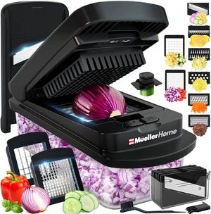 MUELLER HOME Pro-Series 10-in-1, 8 Vegetable Chopper & Mandoline Slicer | Food-Prep Tool, Fruit Cutter, Dicer, Veggie Chopper with Container, Kitchen Essentials, House Warming Gifts New Home, Black MUELLER HOME Pro-Series 10-in-1, 8 Vegetable Chopper & Mandoline Slicer | Food-Prep Tool, Fruit Cutter, Dicer, Veggie Chopper with Container, Kitchen Essentials, House Warming Gifts New Home, Black