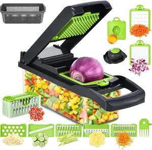 15 in 1 Vegetable Chopper, Food Veggie Chopper, Onion and Vegetable Slicer with Container, Dicer, Kitchen Gadget and Essential 15 in 1 Vegetable Chopper, Food Veggie Chopper, Onion and Vegetable Slicer with Container, Dicer, Kitchen Gadget and Essential