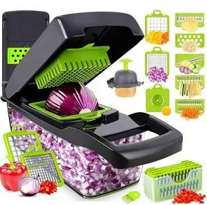 Vegetable Chopper Pro, Mandoline Slicer 7 Stainless Steel Blades for Onion, Potato, Salad Safe, Easy Clean & Dishwasher Safe Kitchen Gadget Ideal for Parents, RV Vegetable Chopper Pro, Mandoline Slicer 7 Stainless Steel Blades for Onion, Potato, Salad Safe, Easy Clean & Dishwasher Safe Kitchen Gadget Ideal for Parents, RV