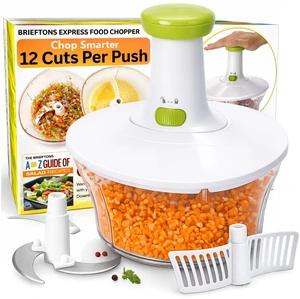 Express 6.8-Cup Manual Food Chopper and Vegetable Salad Processor | Hand pump chops onion, garlic, herbs, carrot, tomato, kale, 3-leaf stainless steel blade, tear-free, salsa maker | camping RV Express 6.8-Cup Manual Food Chopper and Vegetable Salad Processor | Hand pump chops onion, garlic, herbs, carrot, tomato, kale, 3-leaf stainless steel blade, tear-free, salsa maker | camping RV