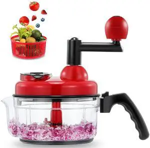 Hand Food Chopper, Quick Manual Vegetable Processor, Easy To Clean Rotary Dicer Mincer Mixer Blender for Onion, Garlic, Salad, Salsa, Nuts, Meat, Fruit, Ice, etc Hand Food Chopper, Quick Manual Vegetable Processor, Easy To Clean Rotary Dicer Mincer Mixer Blender for Onion, Garlic, Salad, Salsa, Nuts, Meat, Fruit, Ice, etc