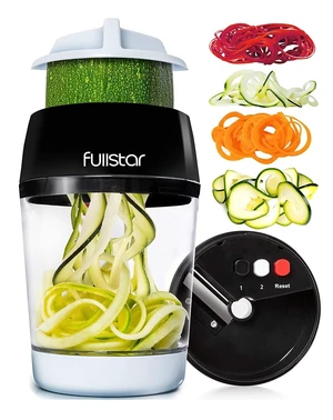 Vegetable Spiralizer & Slicer, Veggie Noodle Maker Kitchen Gadget | 4 in 1 Compact Vegetable Slicer & Zucchini Noodle Maker with Sharp Stainless Steel Blades & A Safety First Design Vegetable Spiralizer & Slicer, Veggie Noodle Maker Kitchen Gadget | 4 in 1 Compact Vegetable Slicer & Zucchini Noodle Maker with Sharp Stainless Steel Blades & A Safety First Design