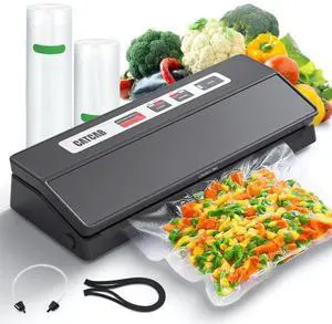 Vacuum Sealer Machine for Food Saver, 70kpa Powerful Suction Compact 7-in-1 Automatic Food Sealer for Sous Vide & Food Storage, Dry/Moist/Strong/Gentle Mode, Removable Drip Tray | 2 Bag Rolls, Black Vacuum Sealer Machine for Food Saver, 70kpa Powerful Suction Compact 7-in-1 Automatic Food Sealer for Sous Vide & Food Storage, Dry/Moist/Strong/Gentle Mode, Removable Drip Tray | 2 Bag Rolls, Black