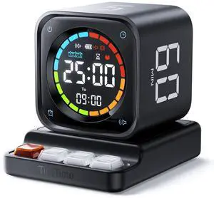 TK3 Pomodoro Timer Cube, Desk Productivity Timer with 5/10/30/60 Min Presets, Custom Countdown, Stopwatch, Clock, 3 Alarm, Silent, Vibrate & Sound Alert, for Task, ADHD, Study, Kitchen, Black TK3 Pomodoro Timer Cube, Desk Productivity Timer with 5/10/30/60 Min Presets, Custom Countdown, Stopwatch, Clock, 3 Alarm, Silent, Vibrate & Sound Alert, for Task, ADHD, Study, Kitchen, Black