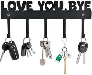 Key Holder Wall Mount, No Drill Adhesive, Black, 5 Hooks Key Holder Wall Mount, No Drill Adhesive, Black, 5 Hooks