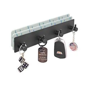Key Holder for Wall with 2 Self-Adhesive Tapes Key Hanger Organizer for Wall with 4 HooksMetal Key Rack for Door, Entryway, Kitchen Bathroom(Black) Key Holder for Wall with 2 Self-Adhesive Tapes Key Hanger Organizer for Wall with 4 HooksMetal Key Rack for Door, Entryway, Kitchen Bathroom(Black)